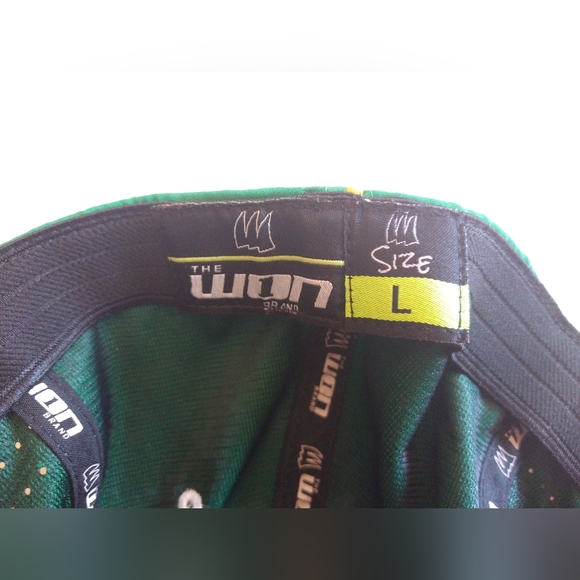 The Won Brand Fitted Baseball Cap Hat Green Yellow White  Size Large NEW - Picture 8 of 8